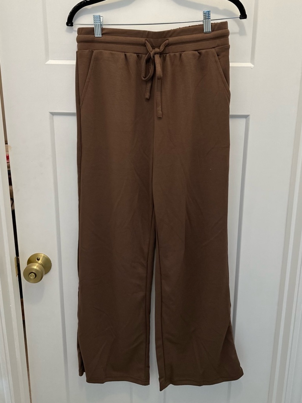 Brown Wide Leg Drawstring Lounge Pants